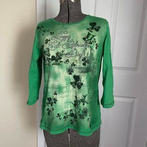 Y2K Green Rhinestone Bling St Patrick’s Day Shirt